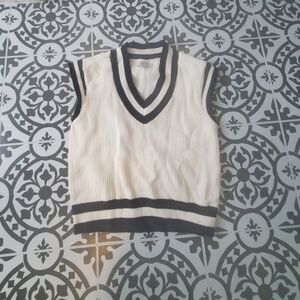 LOFT Navy and White Ribbed Vest
